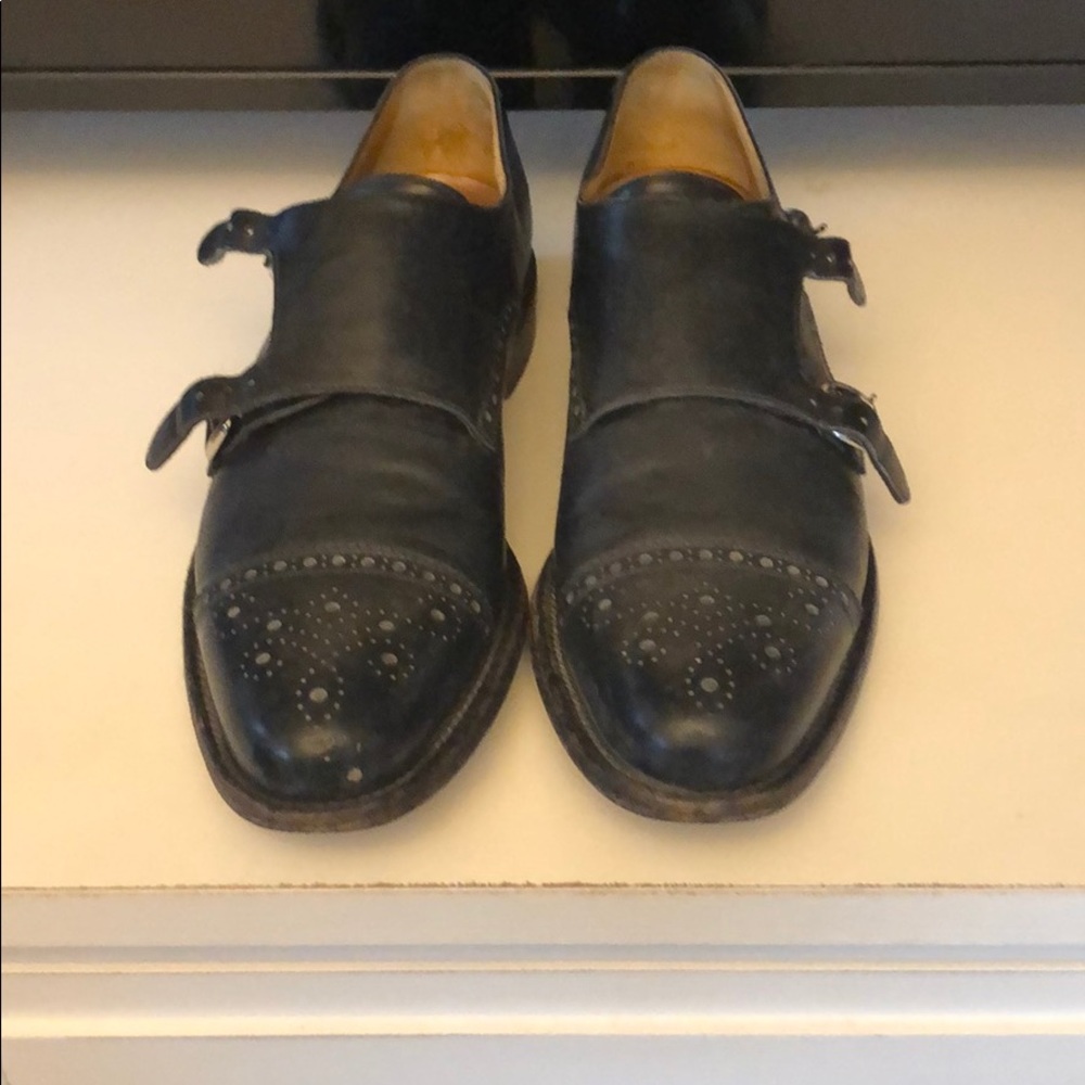 O’keefe stonewashed leather double monks straps